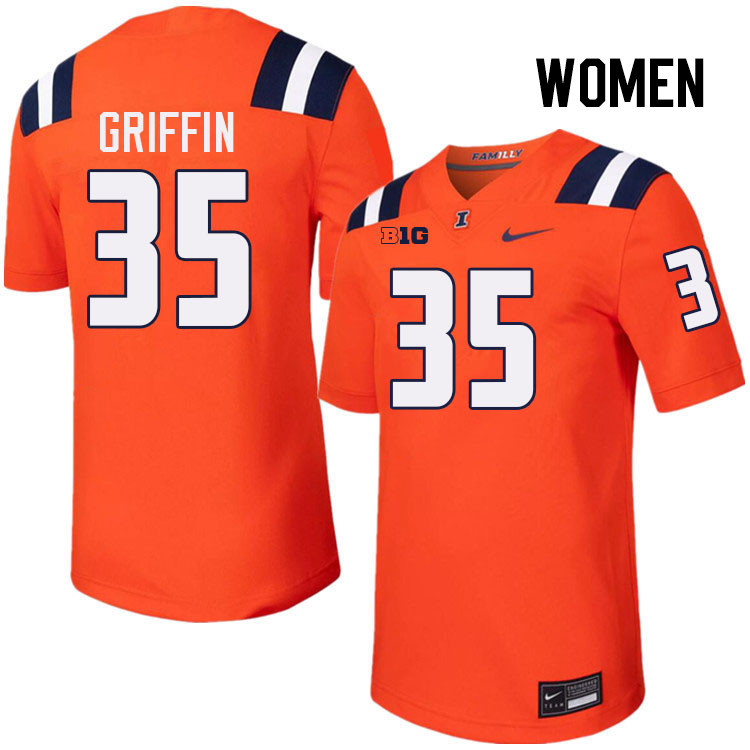 Women #35 Grayson Griffin Illinois Fighting Illini College Football Jerseys Stitched-Orange